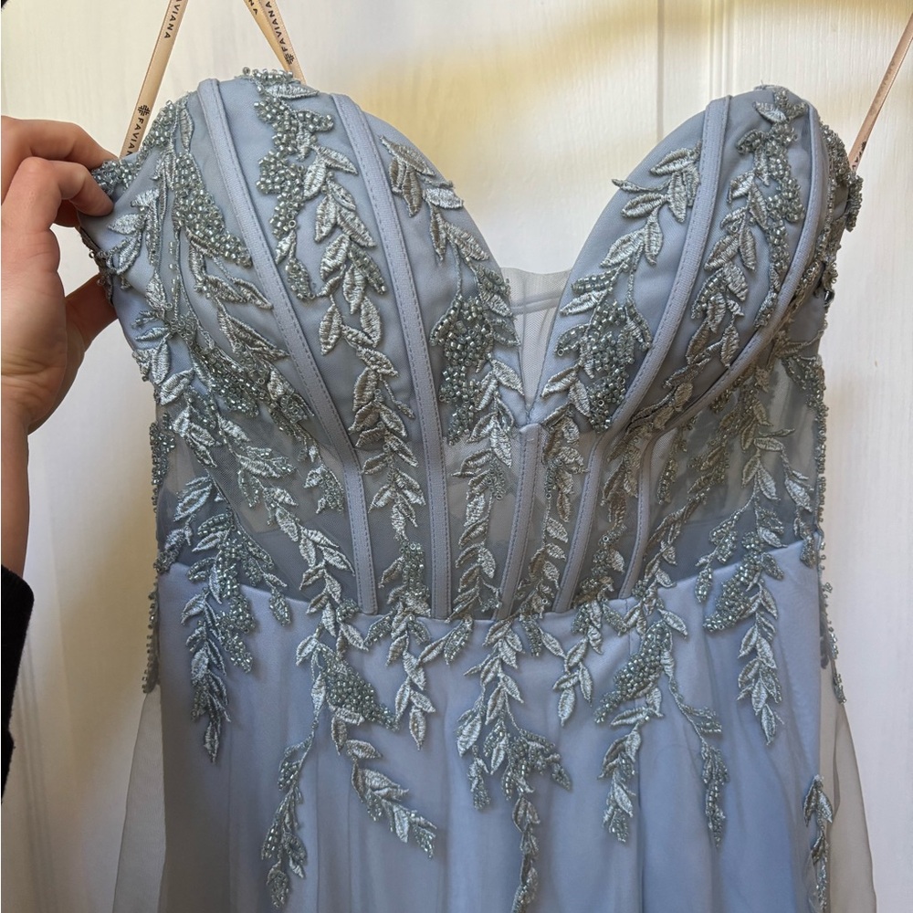 Blue Embellished Sweetheart Gown for Brides